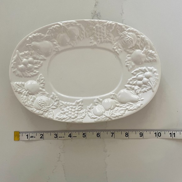 Vintage Gibson Designs Fruitful 10in White Oval Serving Platter - Picture 7 of 10